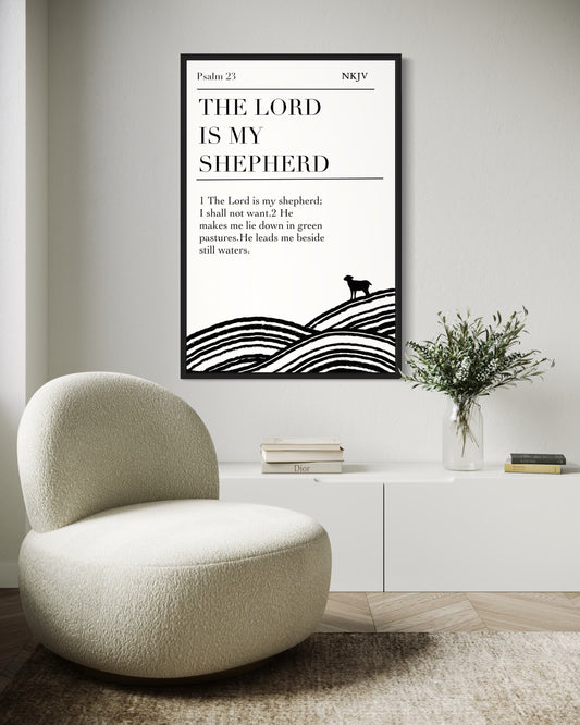 Christian Wall Art Printable – Psalm 23 “The Lord Is My Shepherd” Bible Verse Print | Minimalist Scripture Digital Download