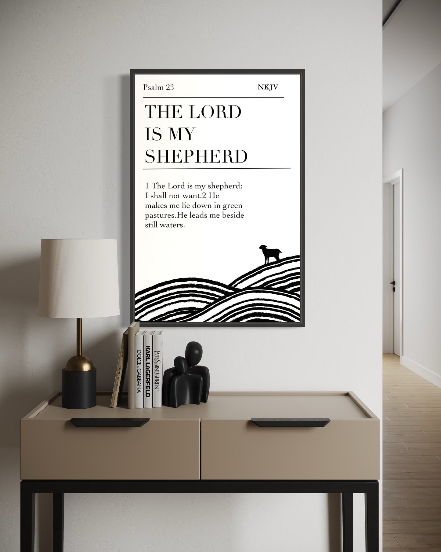 Christian Wall Art Printable – Psalm 23 “The Lord Is My Shepherd” Bible Verse Print | Minimalist Scripture Digital Download