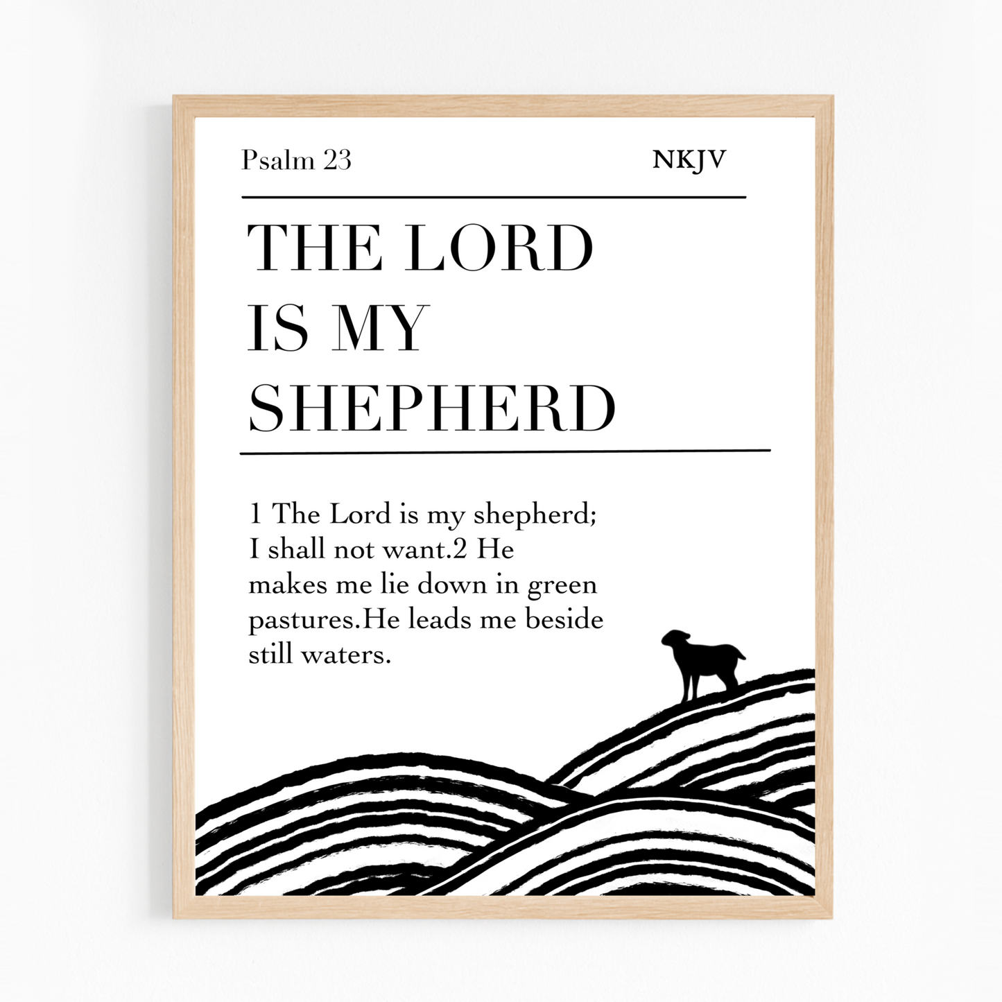 Christian Wall Art Printable – Psalm 23 “The Lord Is My Shepherd” Bible Verse Print | Minimalist Scripture Digital Download