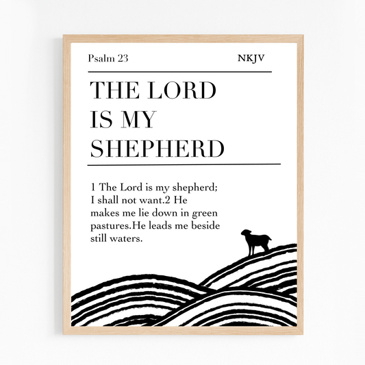 Christian Wall Art Printable – Psalm 23 “The Lord Is My Shepherd” Bible Verse Print | Minimalist Scripture Digital Download