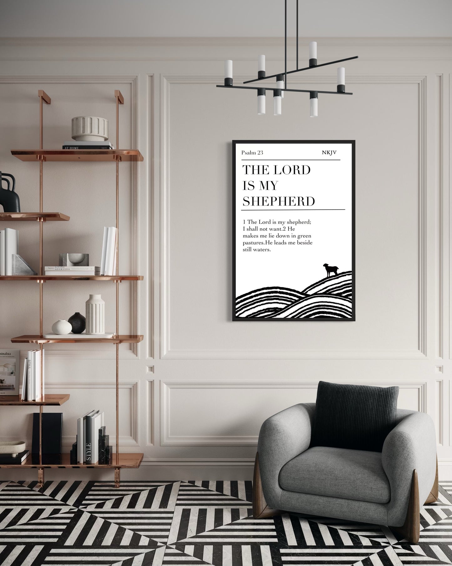 Christian Wall Art Printable – Psalm 23 “The Lord Is My Shepherd” Bible Verse Print | Minimalist Scripture Digital Download