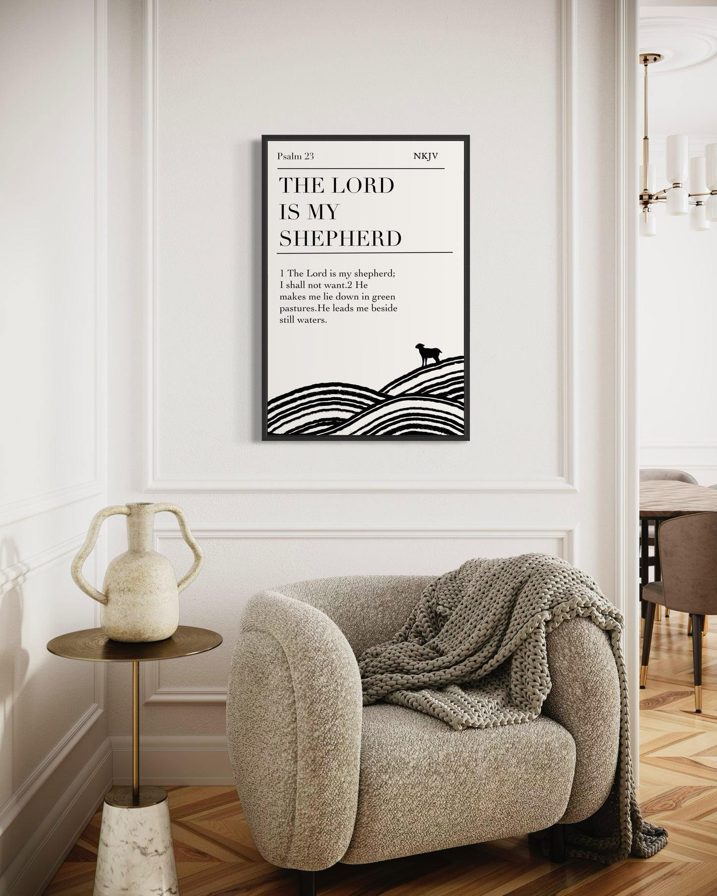 Christian Wall Art Printable – Psalm 23 “The Lord Is My Shepherd” Bible Verse Print | Minimalist Scripture Digital Download