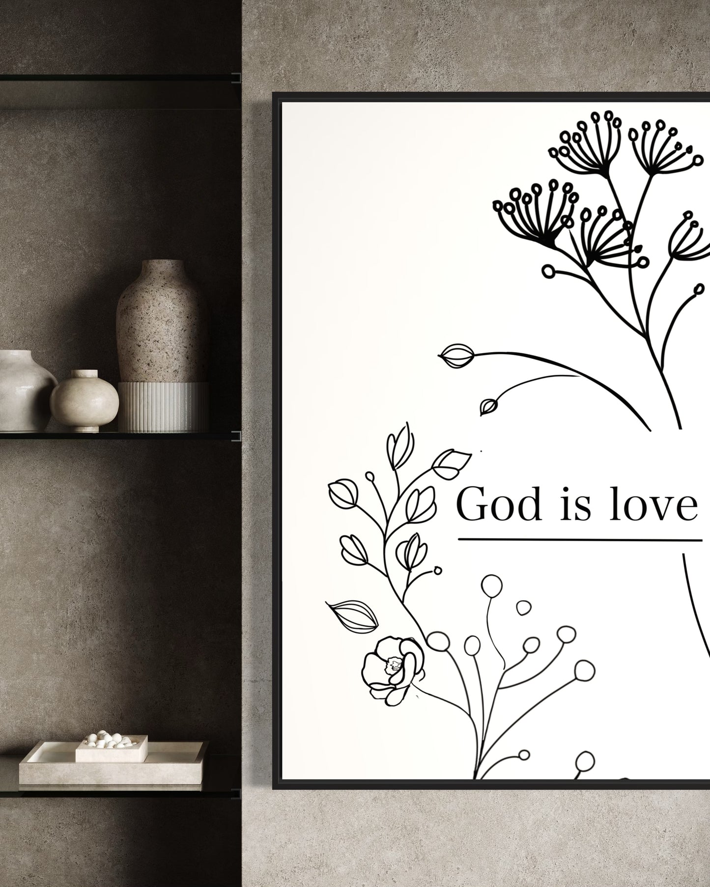 Minimalist Christian Wall Art – God is love Printable Poster | Digital Download