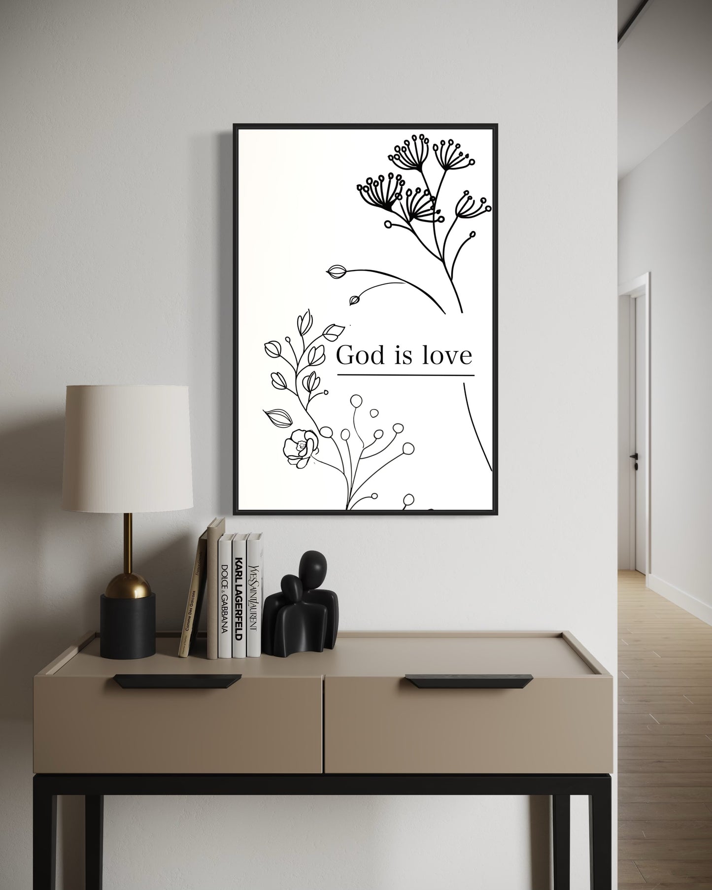 Minimalist Christian Wall Art – God is love Printable Poster | Digital Download