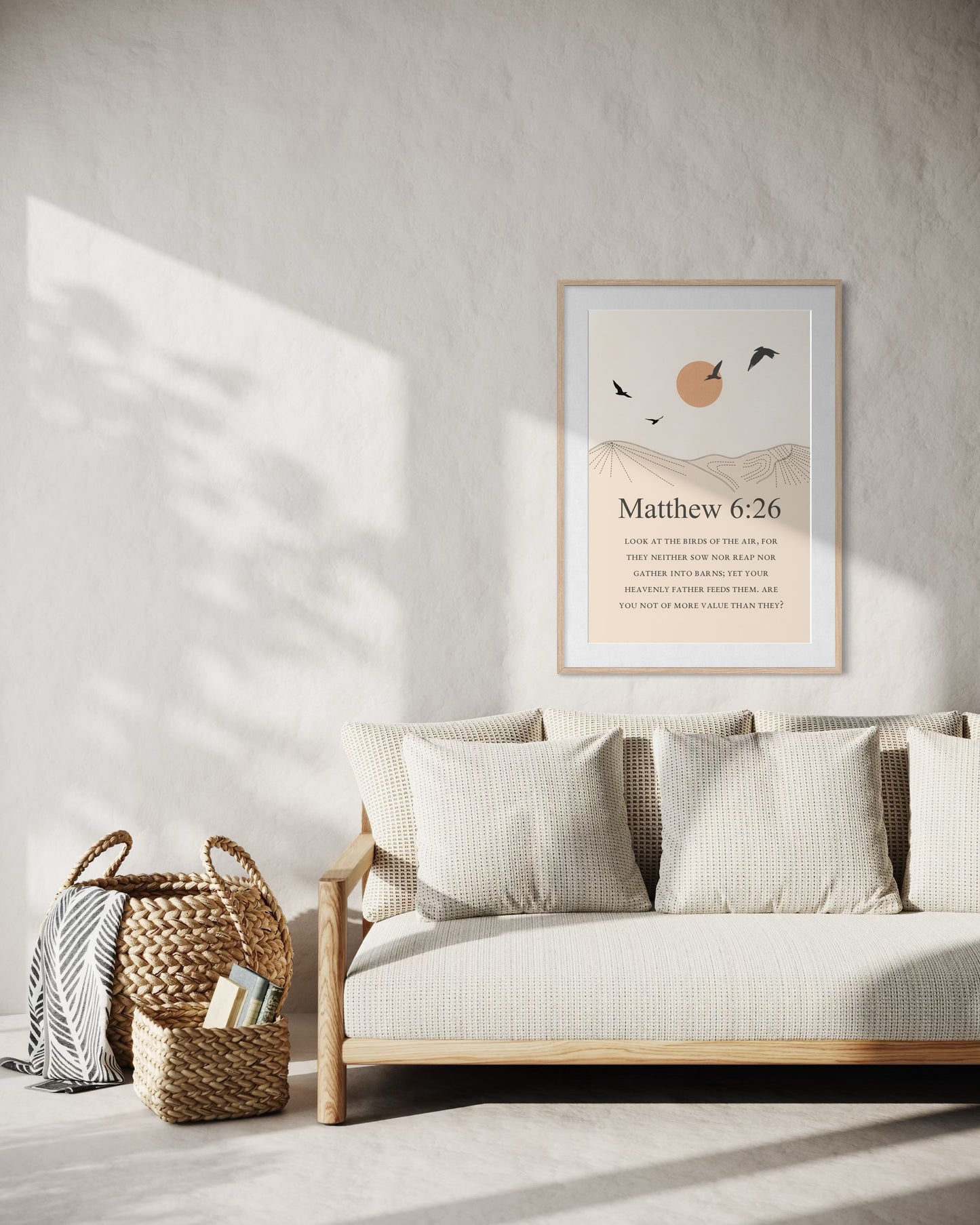 Matthew 6:26 Bible Verse Wall Art – Christian Printable Decor | “Look at the Birds of the Air” Minimalist Scripture Print