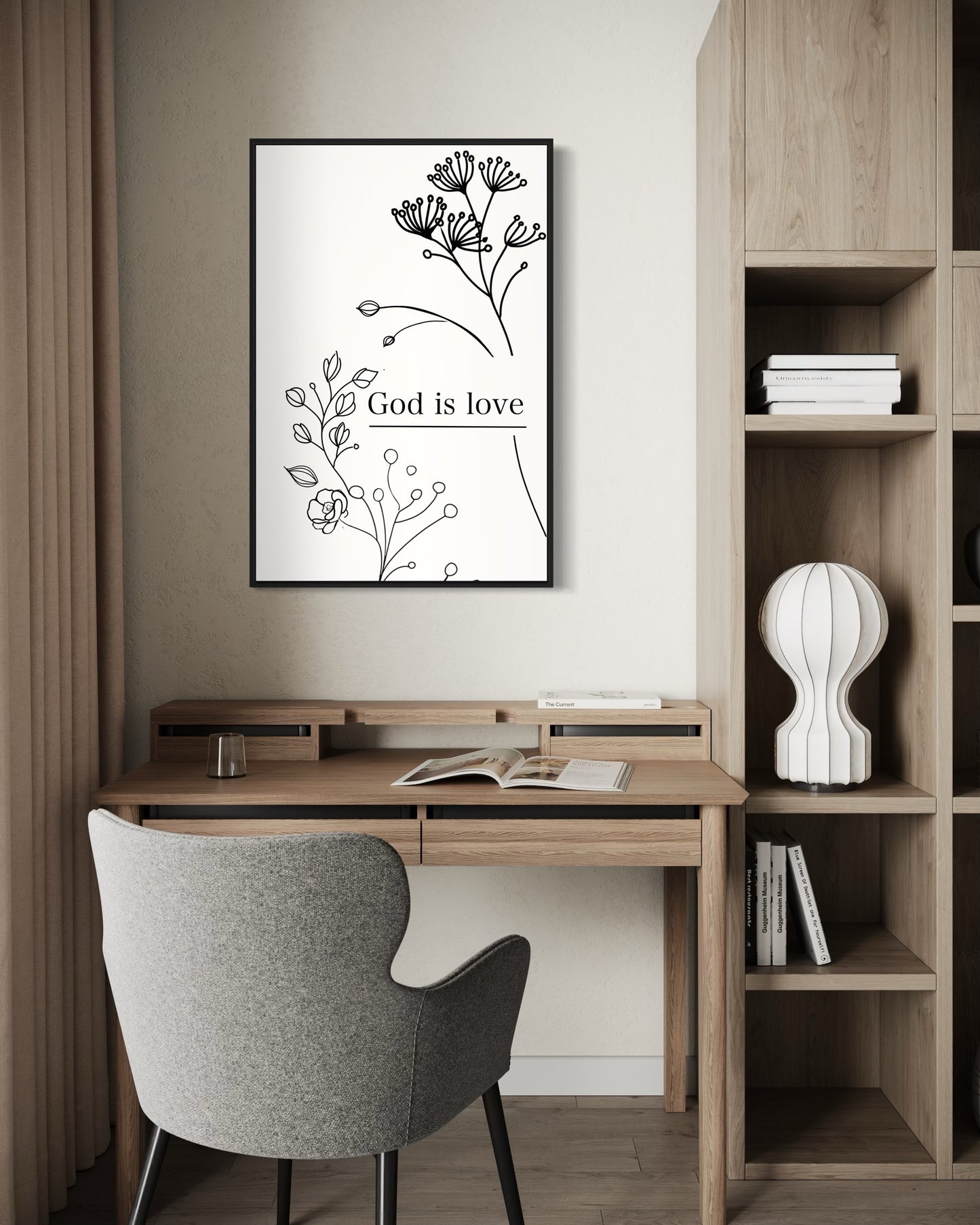 Minimalist Christian Wall Art – God is love Printable Poster | Digital Download