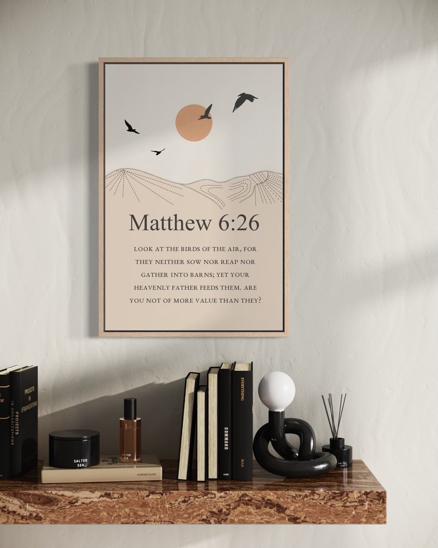 Matthew 6:26 Bible Verse Wall Art – Christian Printable Decor | “Look at the Birds of the Air” Minimalist Scripture Print