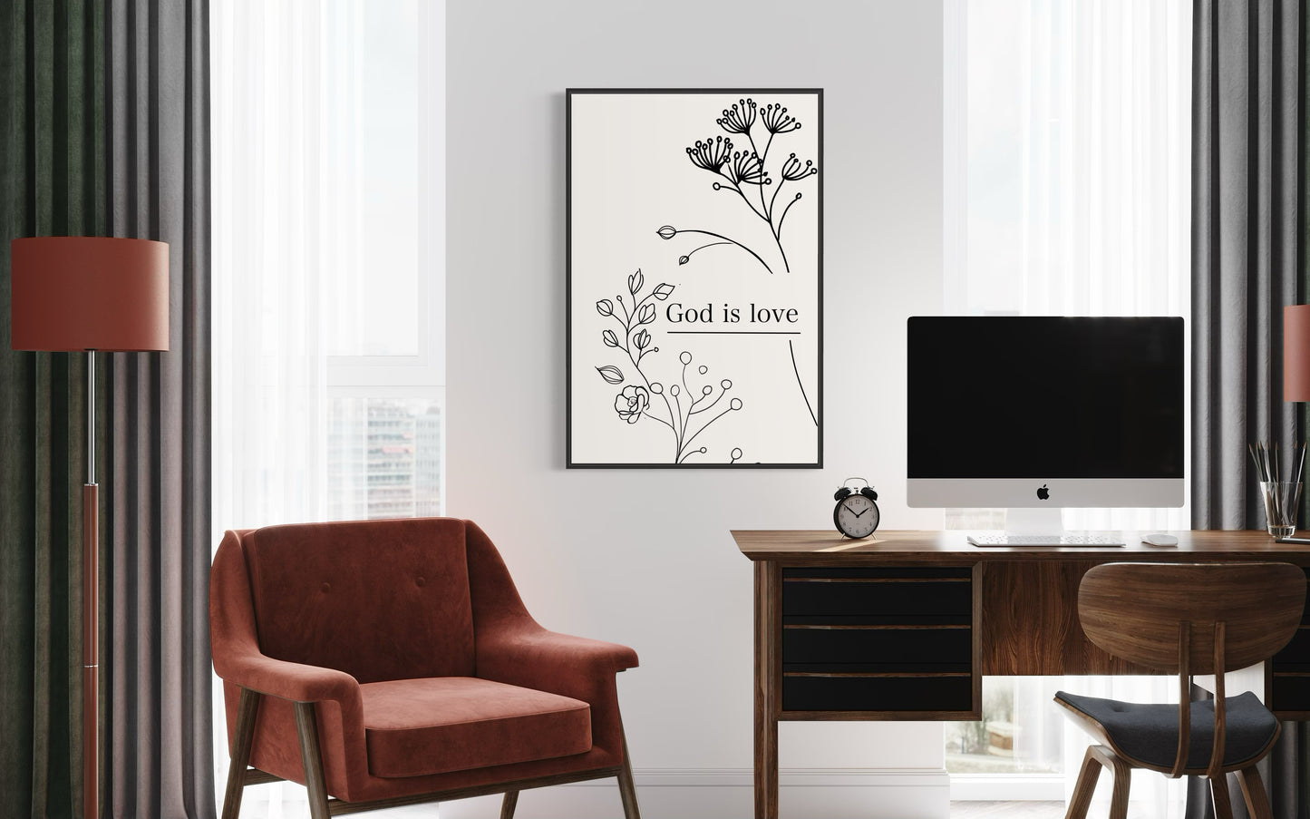 Minimalist Christian Wall Art – God is love Printable Poster | Digital Download