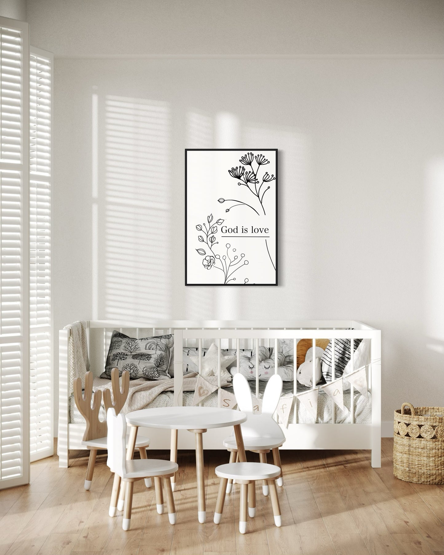 Minimalist Christian Wall Art – God is love Printable Poster | Digital Download