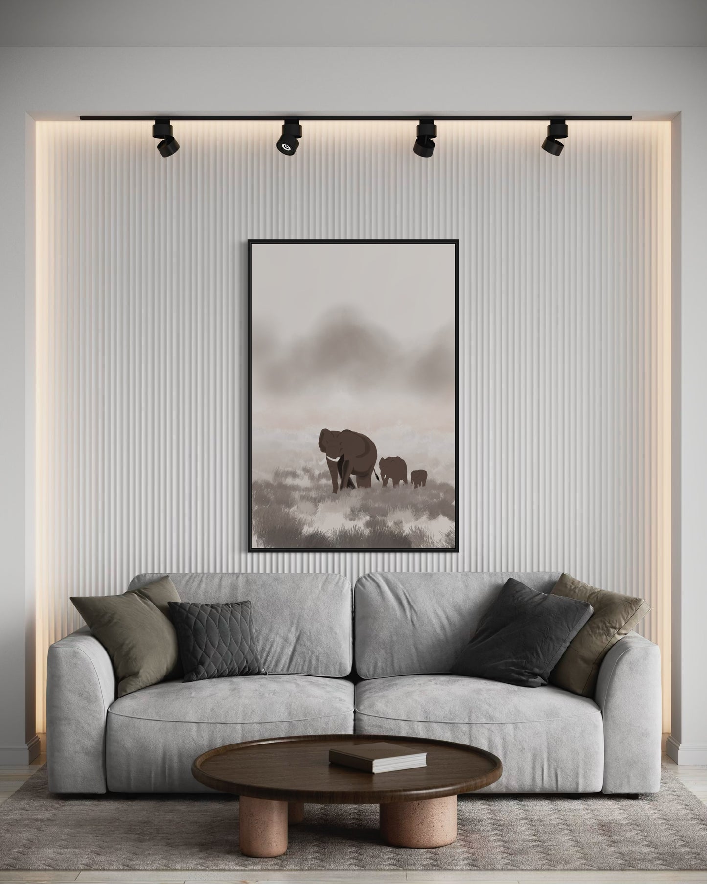 Christian Wall Art Set – Joshua 24:15 “As for Me and My House” Bible Verse with Elephant Family Print – Neutral Printable Decor
