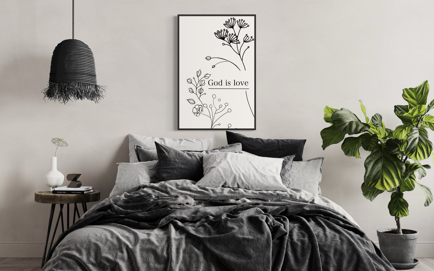 Minimalist Christian Wall Art – God is love Printable Poster | Digital Download