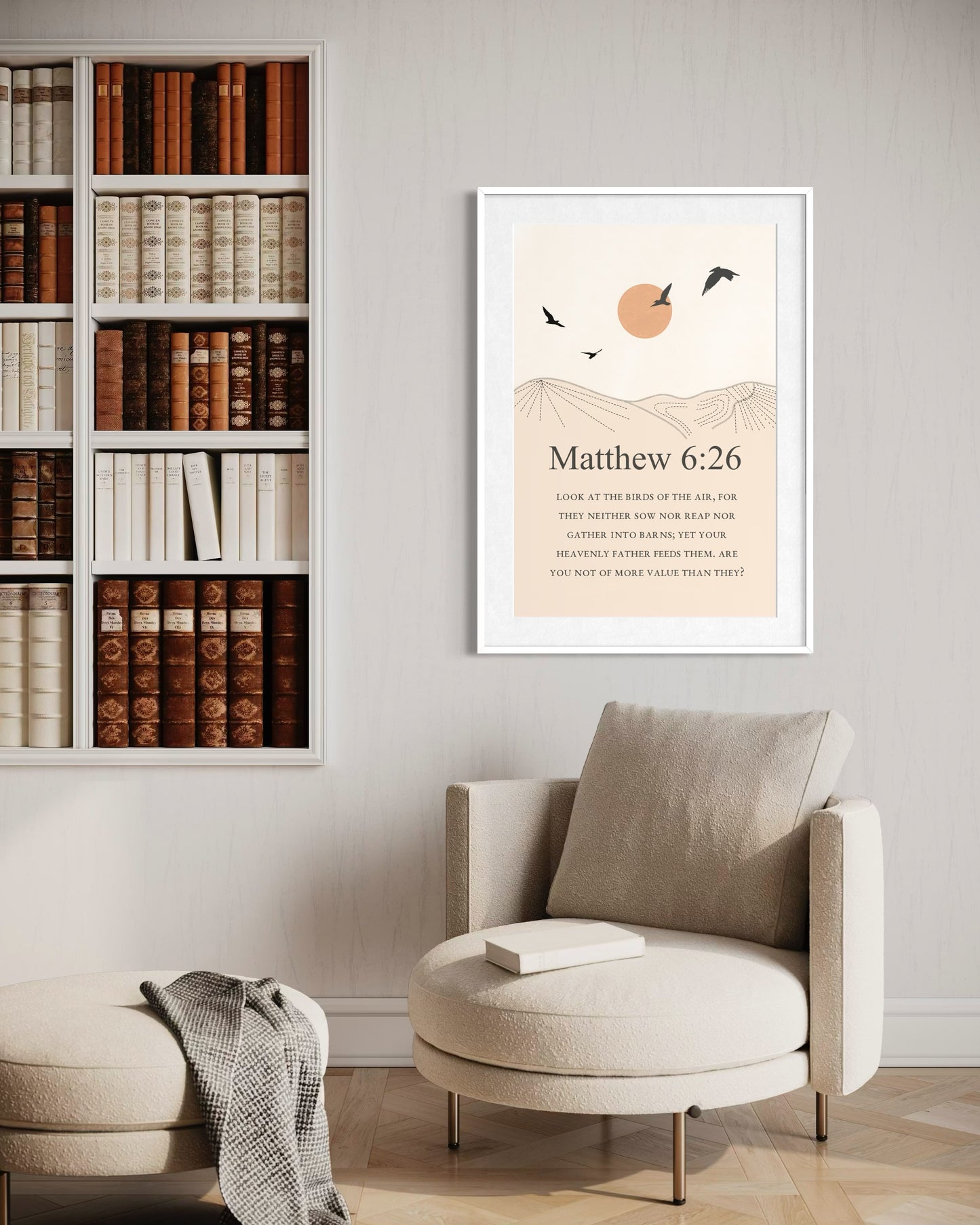 Matthew 6:26 Bible Verse Wall Art – Christian Printable Decor | “Look at the Birds of the Air” Minimalist Scripture Print