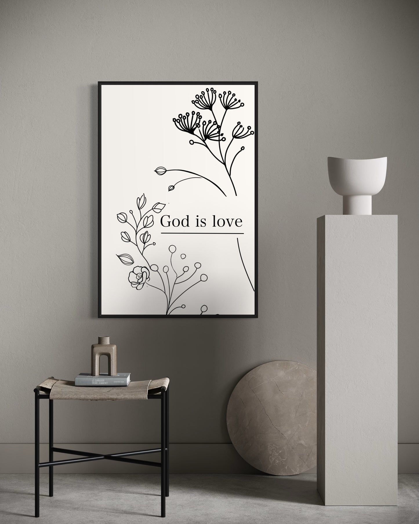 Minimalist Christian Wall Art – God is love Printable Poster | Digital Download