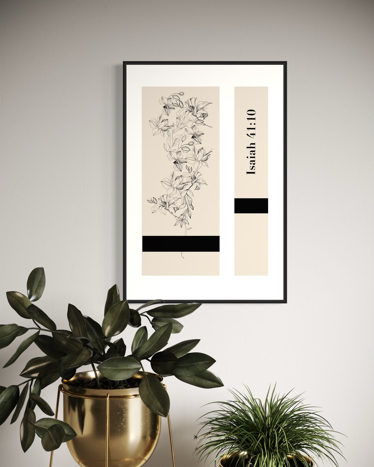 Christian Wall Art – Isaiah 41:10 – Minimalist Floral Design |Digital Download