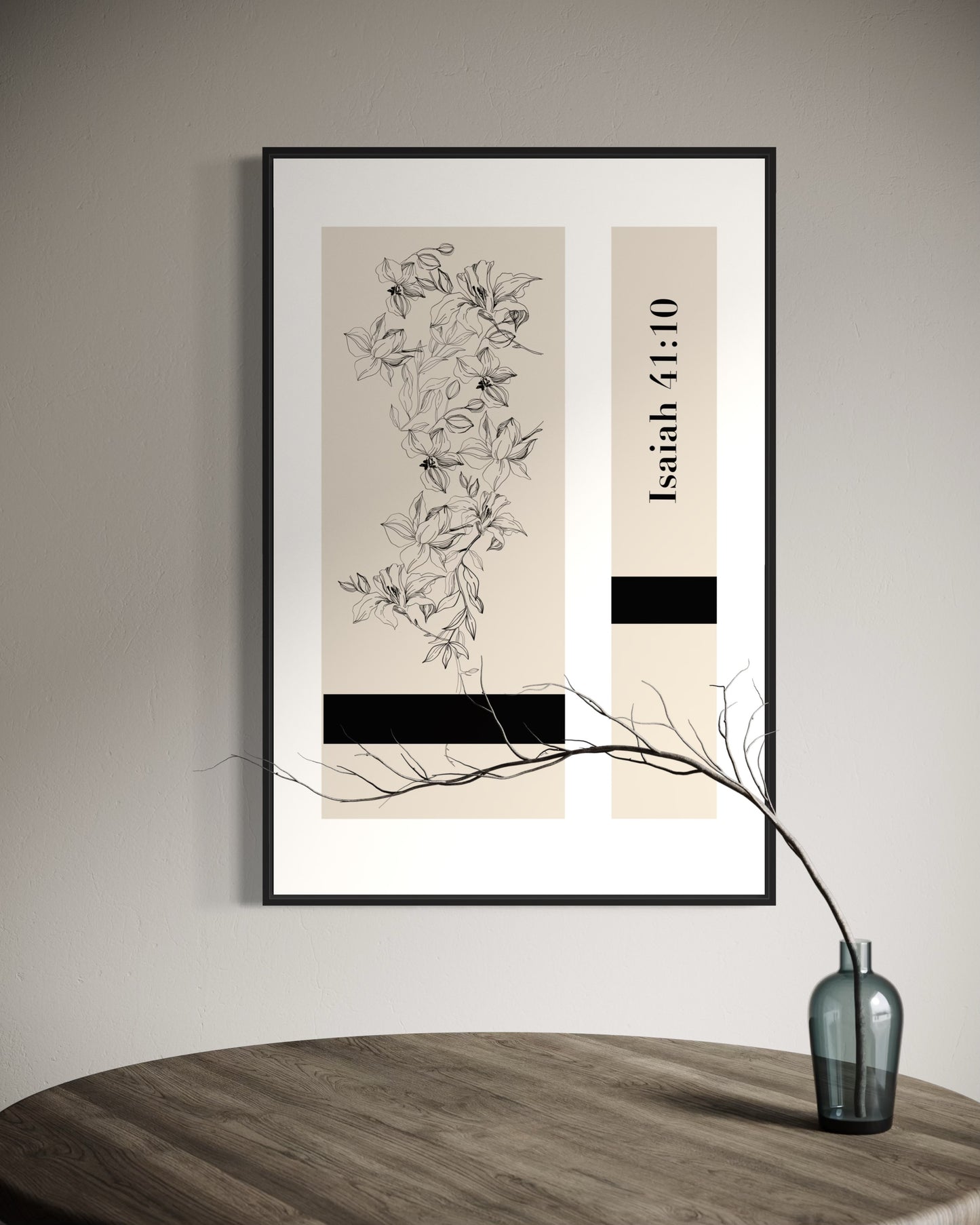 Christian Wall Art – Isaiah 41:10 – Minimalist Floral Design |Digital Download