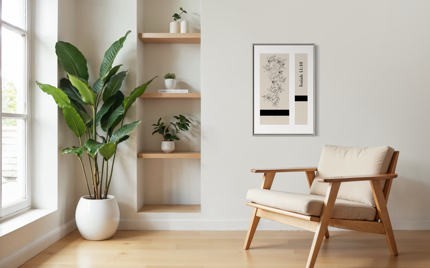 Christian Wall Art – Isaiah 41:10 – Minimalist Floral Design |Digital Download