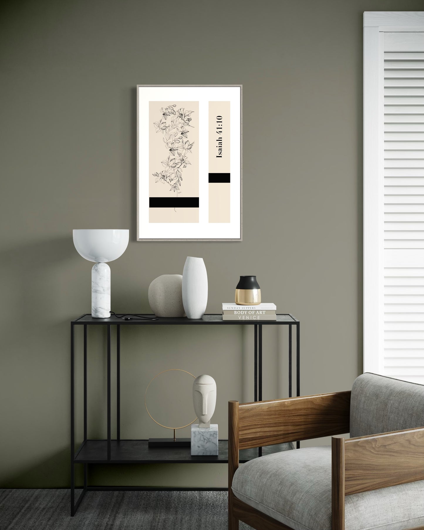 Christian Wall Art – Isaiah 41:10 – Minimalist Floral Design |Digital Download