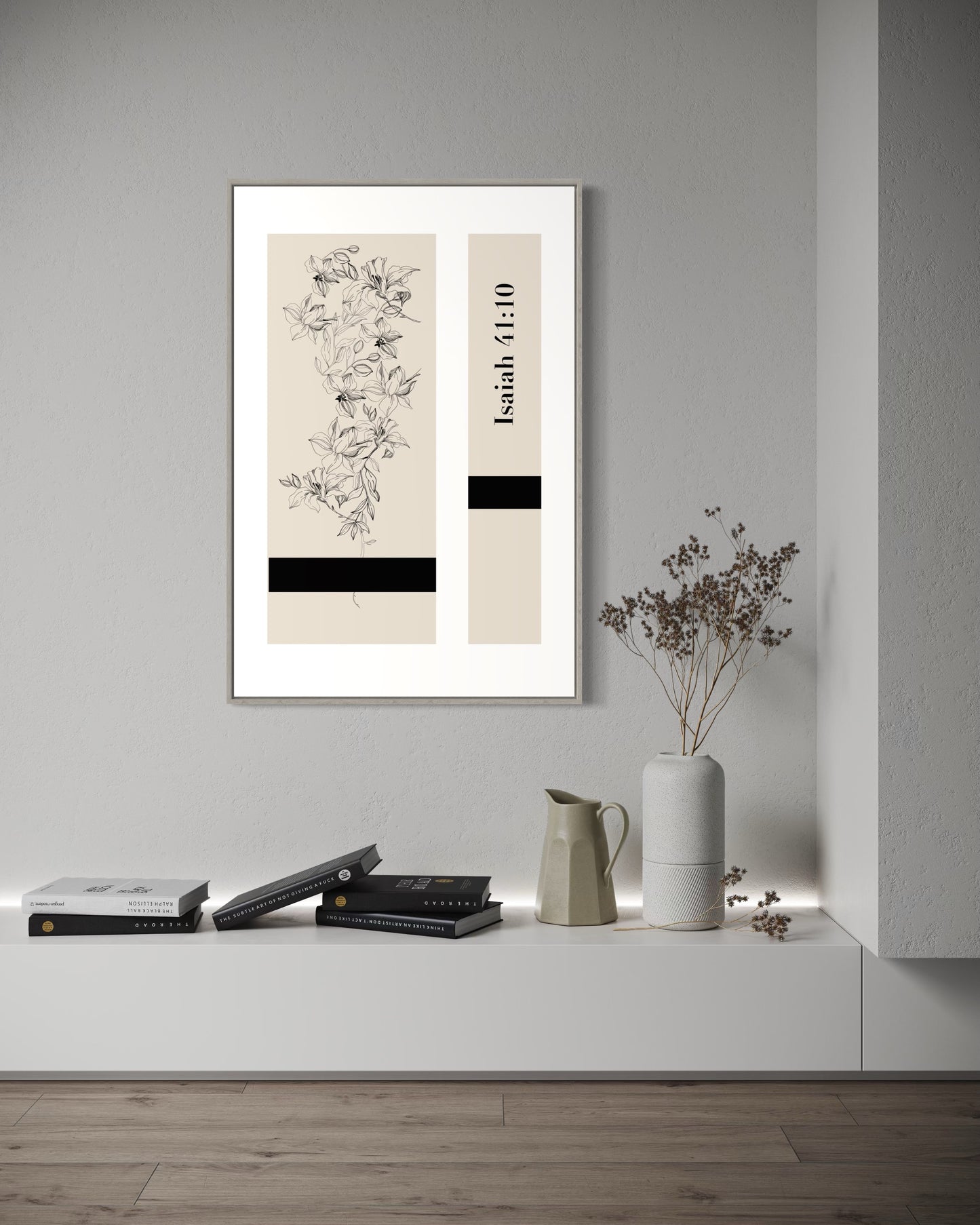 Christian Wall Art – Isaiah 41:10 – Minimalist Floral Design |Digital Download