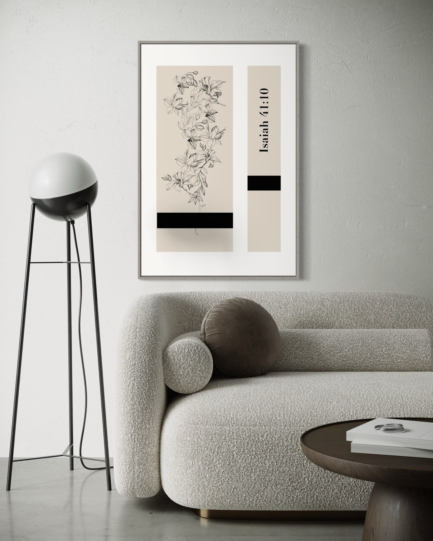 Christian Wall Art – Isaiah 41:10 – Minimalist Floral Design |Digital Download