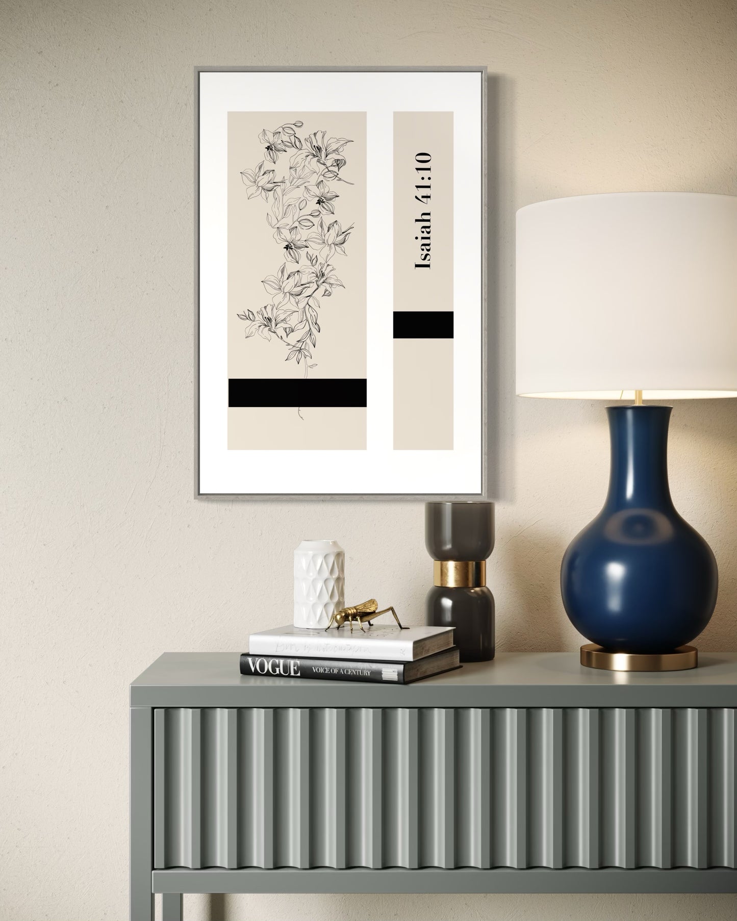 Christian Wall Art – Isaiah 41:10 – Minimalist Floral Design |Digital Download