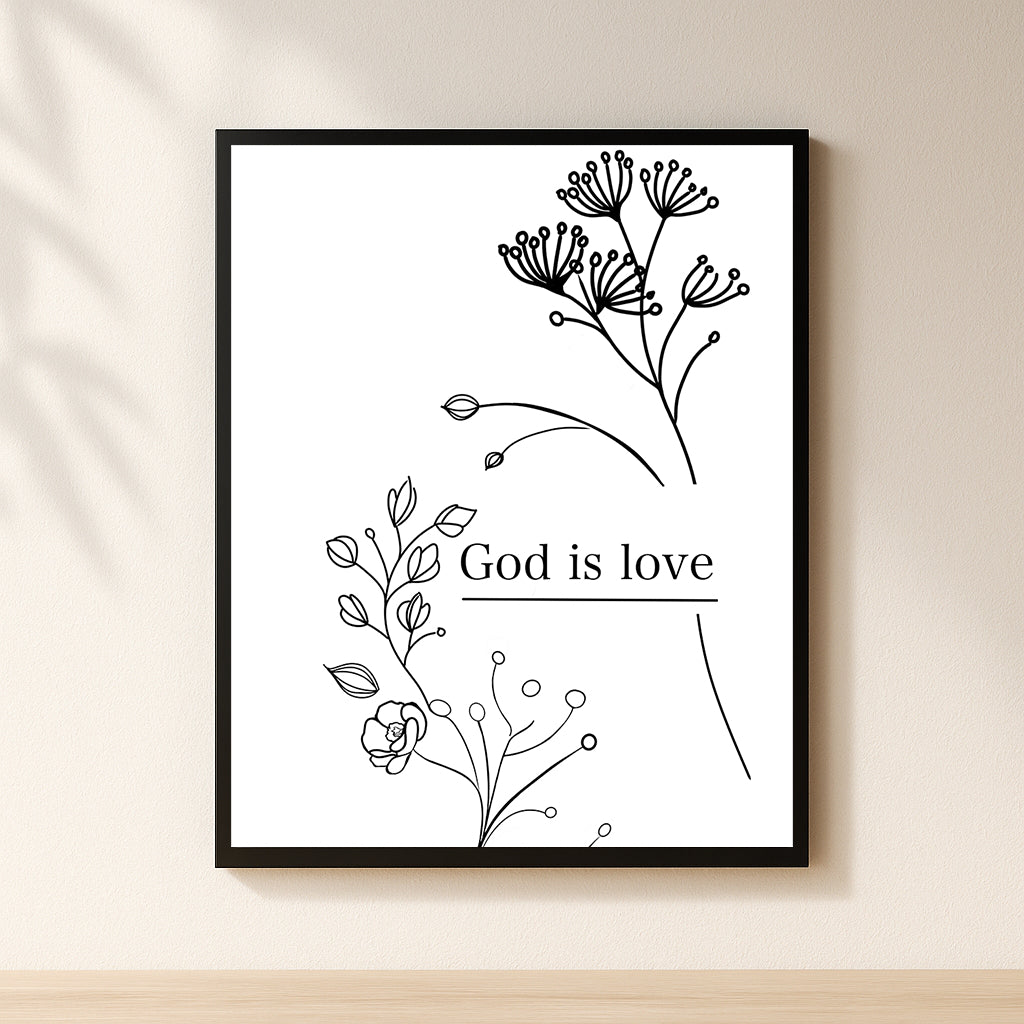 Minimalist Christian Wall Art – God is love Printable Poster | Digital Download