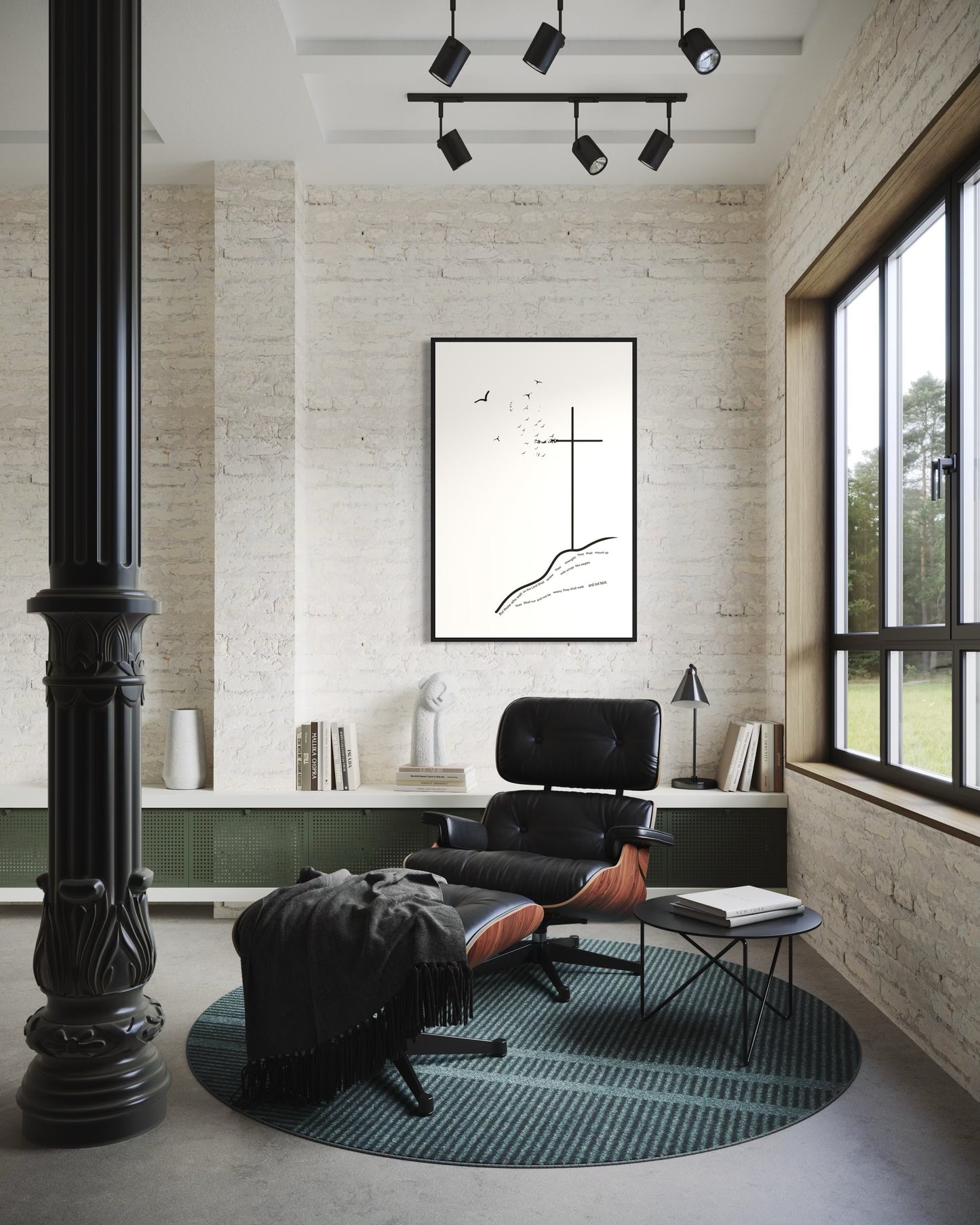 Isaiah 40:31 Christian Wall Art – Bible Verse Printable “Those Who Wait on the Lord” – Minimalist Cross & Birds Scripture Print