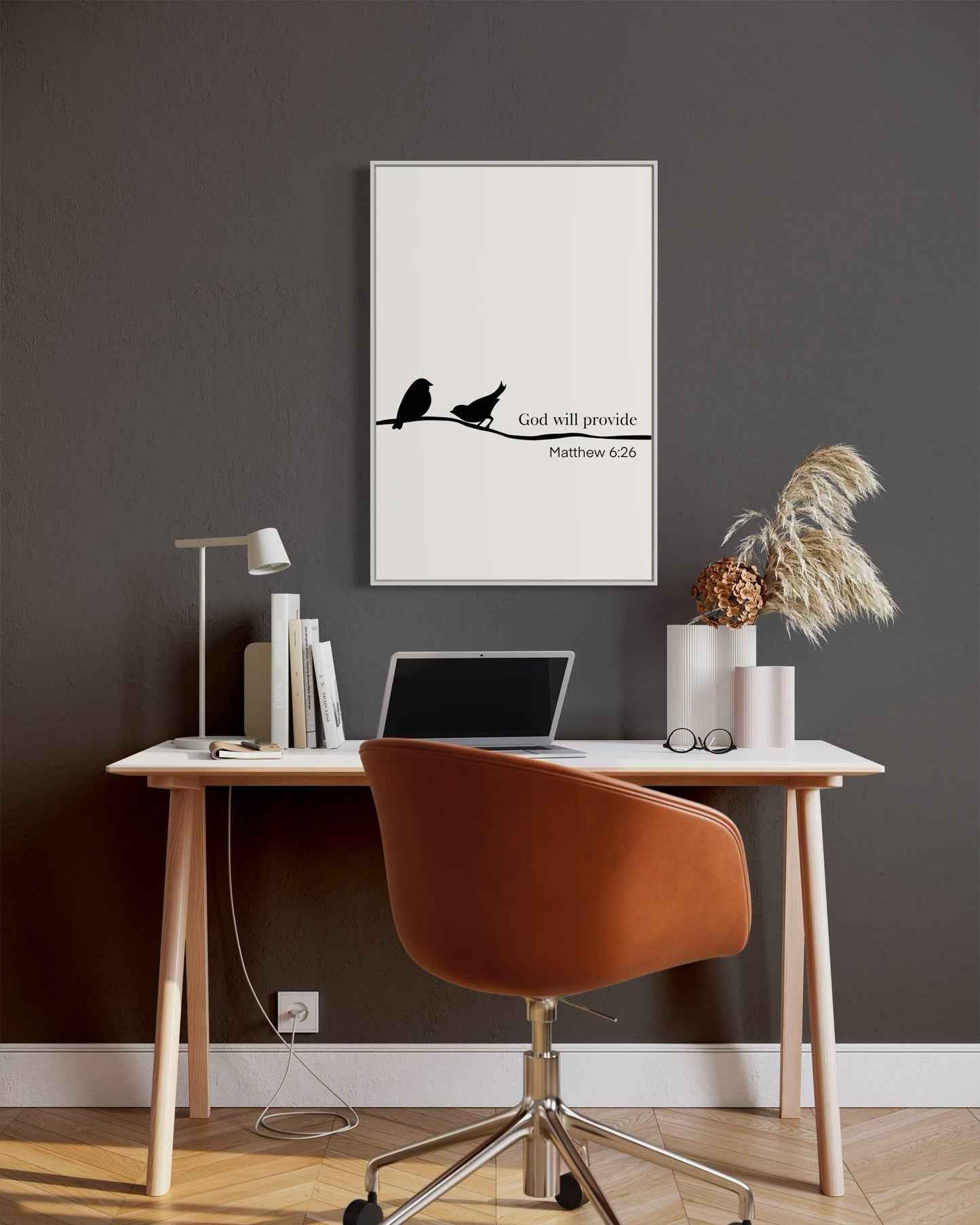 Christian Wall Art – Matthew 6:26 “God Will Provide” Bible Verse with Birds – Minimalist Printable Decor