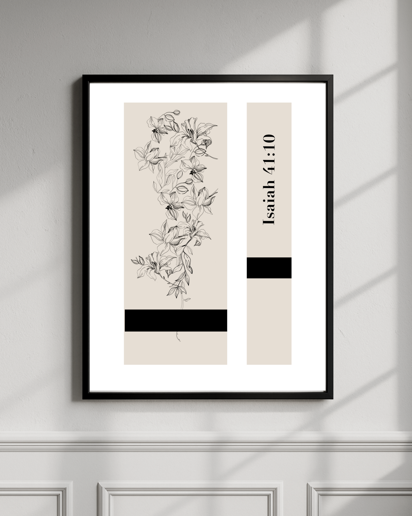 Christian Wall Art – Isaiah 41:10 – Minimalist Floral Design |Digital Download