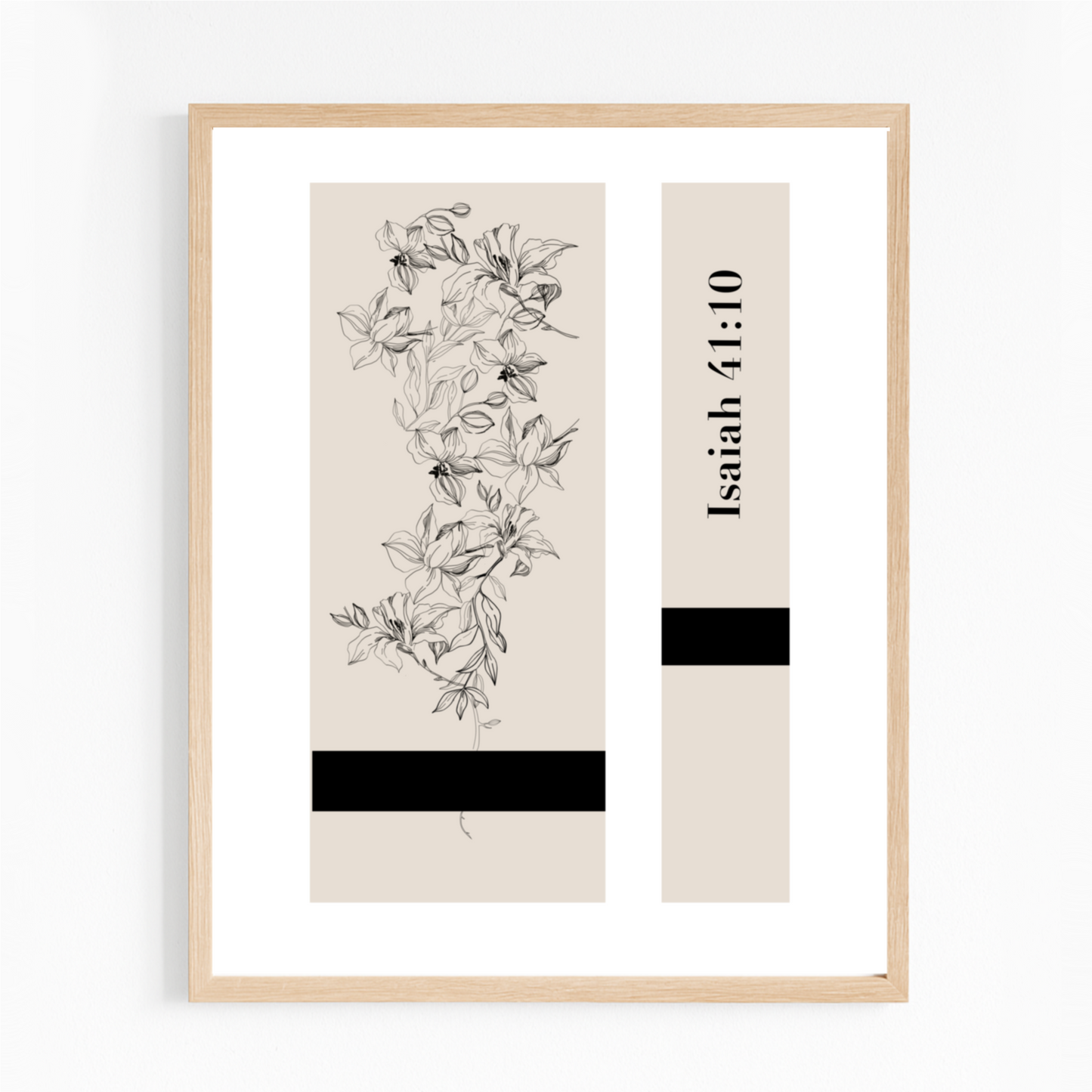 Christian Wall Art – Isaiah 41:10 – Minimalist Floral Design |Digital Download